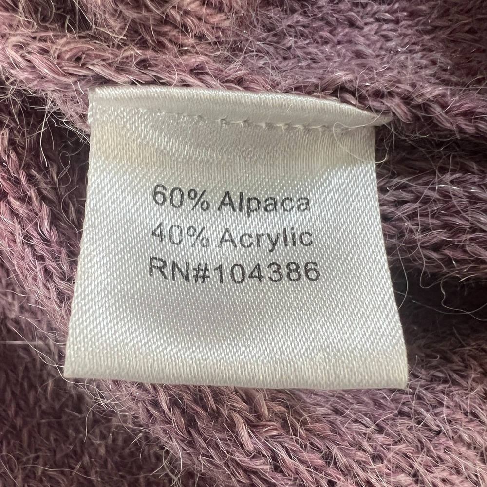 Garnet Hill Womens Y2K Babydoll Deep V Sweater Size S Purple Alpaca Blend Boho - Picture 11 of 13